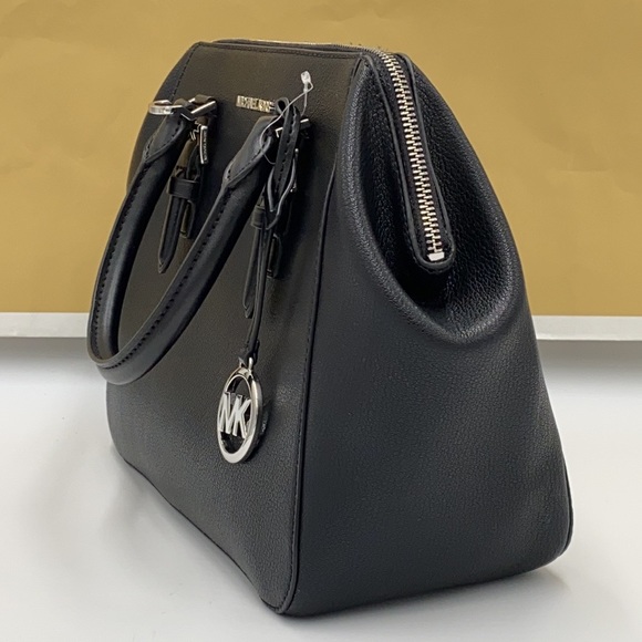 MICHAEL KORS CHARLOTTE LARGE SATCHEL BLACK - Picture 6 of 15